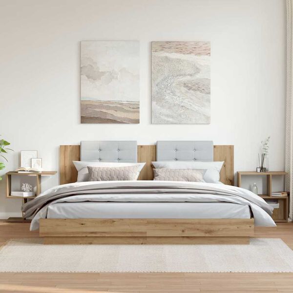 vidaXL Y&ouml;p&ouml;yt&auml;kaapit 2 kpl k&auml;sity&ouml;l&auml;inen tammi tekninen puu