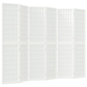 vidaXL Tilanjakaja 6 paneelia japanilaistyylinen 240x170cm valkoinen