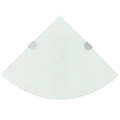 vidaXL Kulmahylly kromisilla kiinnikkeillä Valkoinen lasi 35x35 cm