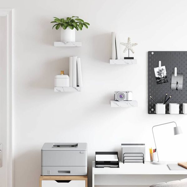 vidaXL Sein&auml;hylly 4 pcs Valkoinen marmori 23 x 23,5 x 4 cm