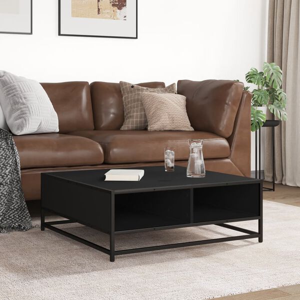 vidaXL Sohvap&ouml;yt&auml; musta 80x80x30 cm tekninen puu ja metalli