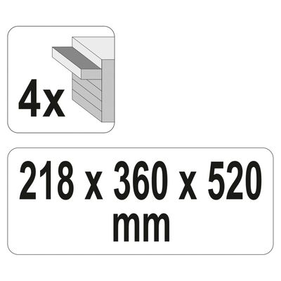 YATO Työkalupakki 4 laatikolla 52x21,8x36 cm