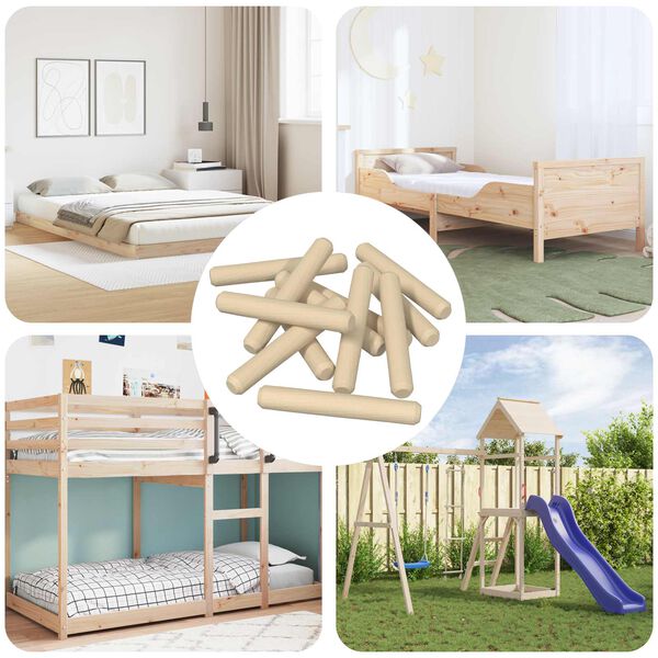 vidaXL Puutapit 12 pcs Ruskea &Oslash;8 x 50 mm t&auml;ysi puu