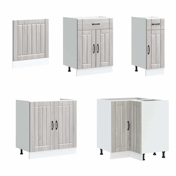 vidaXL 11-osainen keitti&ouml;kaappisarja Lucca harmaa sonoma