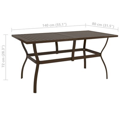 vidaXL Puutarhapöytä ruskea 140x80x72 cm teräs