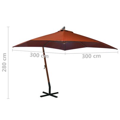 vidaXL Riippuva päivänvarjo tangolla terrakotta 3x3 m täysi kuusi