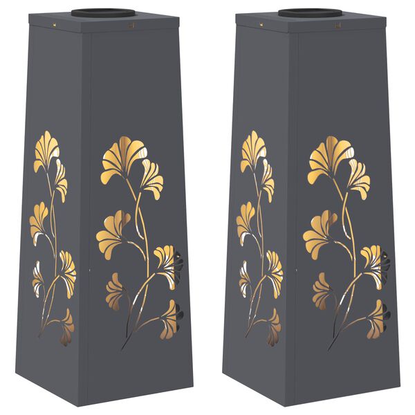 vidaXL Aurinko LED-polkuvalo 2 pcs Antrasiitti Kylm&auml;valssattu ter&auml;s