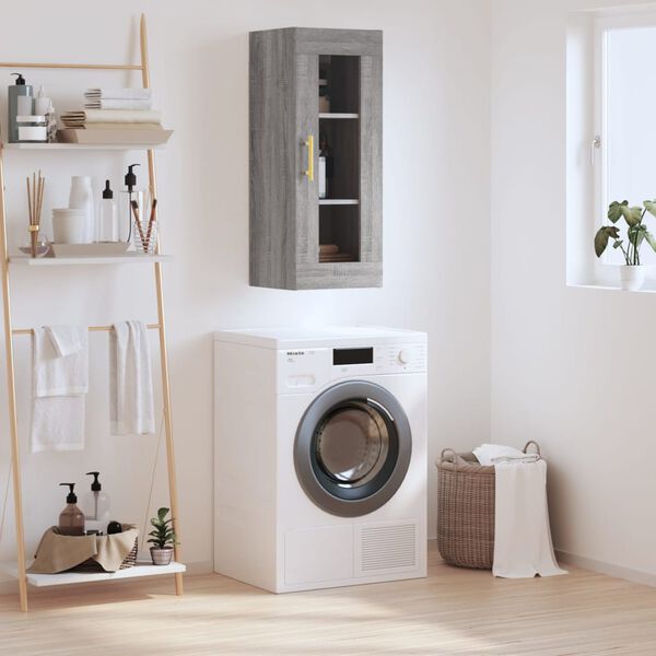 vidaXL Sein&auml;kiinnitett&auml;v&auml; kaappi harmaa Sonoma 34,5x34x90 cm