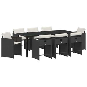 vidaXL Piharuokailu setti 9 pcs Musta polyrottinki