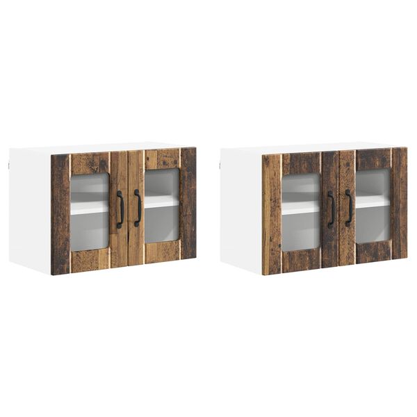 vidaXL Keitti&ouml;kaappi 2 pcs Vanha puu 60 x 31 x 40 cm Tekninen puu