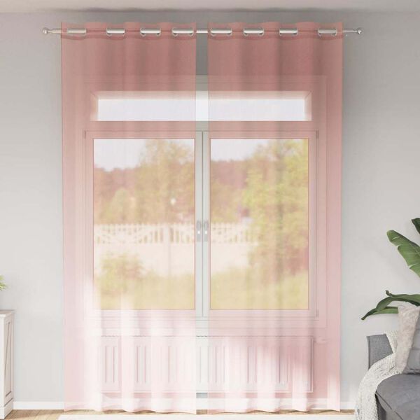 vidaXL Voileeverhot läpiviennillä 2 kpl pinkki 140x260 cm