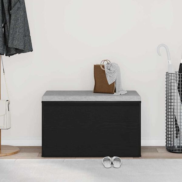 vidaXL Penkki laatikon kanssa Musta 80 x 40 x 45 cm Tekninen puu