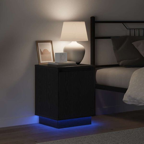 vidaXL Y&ouml;p&ouml;yt&auml;kaappi Musta tammi. 39 x 34,5 x 50 cm Tekninen puu