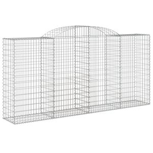 vidaXL Kaareva kivikori 300x50x140/160 cm galvanoitu rauta
