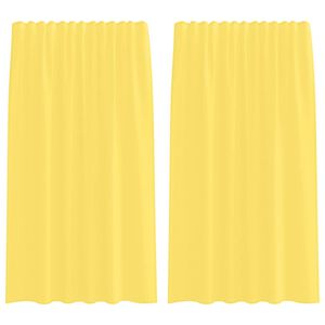 vidaXL Voile-verhot tankotaskuilla 2 kpl keltainen