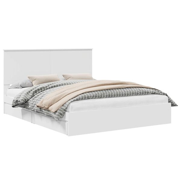 vidaXL S&auml;ilytyss&auml;nky p&auml;&auml;tyll&auml; Valkoinen 160 x 200 cm Tekninen puu