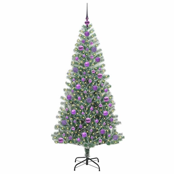 vidaXL Tekoinen joulukuusi lumiflockilla ja LED-valolla 180 cm