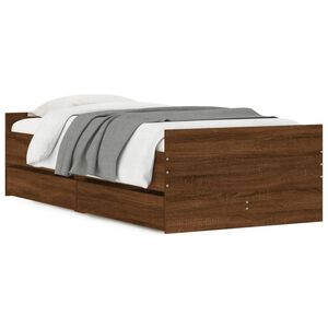 vidaXL S&auml;ngynrunko laatikoilla ruskea tammi 100x200 cm