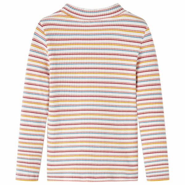 Lasten pitk&auml;hihainen T-paita lyhyt poolokaulus raidallinen ecru 92