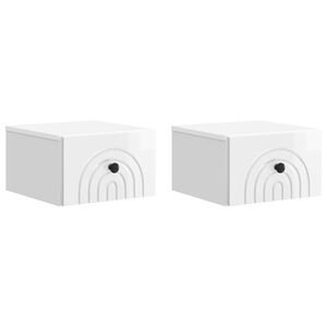 vidaXL Sein&auml;lle Kiinnitett&auml;v&auml; Y&ouml;p&ouml;yt&auml; 2 pcs Korkeakiiltoinen valkoinen