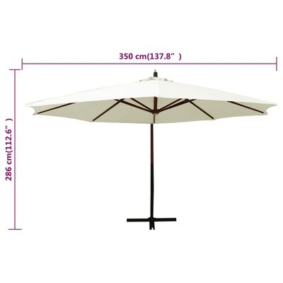 vidaXL Riippuva aurinkovarjo puurunko 350 cm taupe
