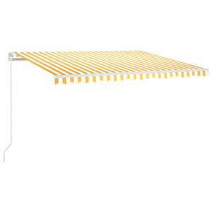 vidaXL Sis&auml;&auml;nkelattava markiisi LEDill&auml; 450x350 cm keltavalkoinen
