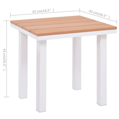 vidaXL Aurinkotuolit 2 kpl + pöytä Alumiini WPC valkoinen ja ruskea