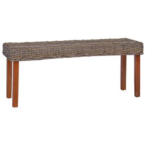vidaXL Penkki 110 cm luonnollinen kubu-rottinki ja t&auml;ysi mahonkipuu
