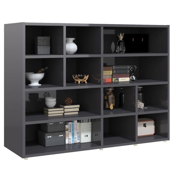 vidaXL Sivukaappi korkeakiilto harmaa 97x32x72 cm lastulevy