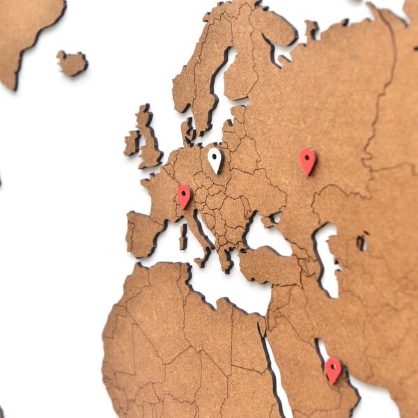 MiMi Innovations Puinen maailmankarttakoriste Luxury ruskea 90x54 cm