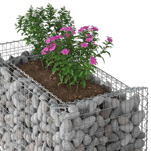vidaXL Gabion Kohotettu Peti Hopea 50 x 100 x 100 cm Galvanoitu ter&auml;s