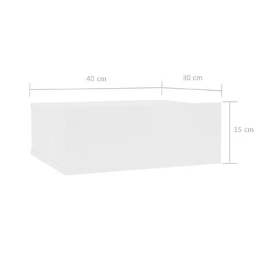 vidaXL Kelluvat yöpöydät 2 kpl valkoinen 40x30x15 cm lastulevy