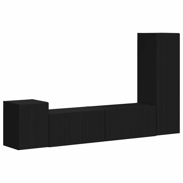 vidaXL TV-tasosetti Sein&auml;kiinnitett&auml;v&auml; 4 pcs Musta Tekninen puu
