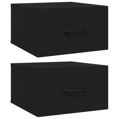 vidaXL Seinäkiinnitettävät yöpöydät 2 kpl musta 35x35x20 cm