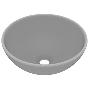 vidaXL Ylellinen pesuallas py&ouml;re&auml; matta vaaleaharmaa 32,5x14cm keraami