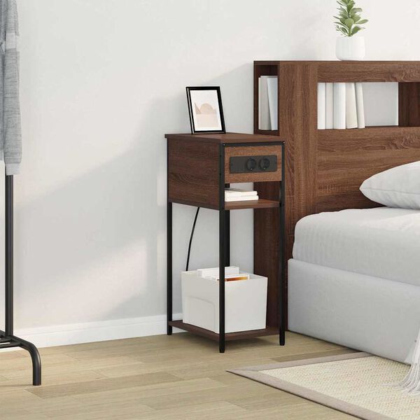 vidaXL Y&ouml;p&ouml;yt&auml;kaappi Ruskea tammi 41 x 28 x 76 cm Tekninen puu