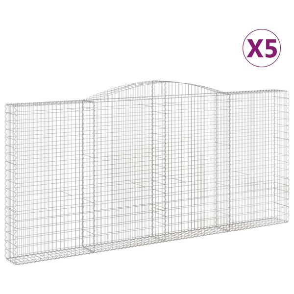 vidaXL Kaarevat kivikorit 5 kpl 400x30x180/200 cm galvanoitu rauta
