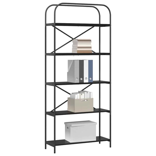 vidaXL Kirjahylly Musta tammi. 80 x 30 x 183 cm Tekninen puu