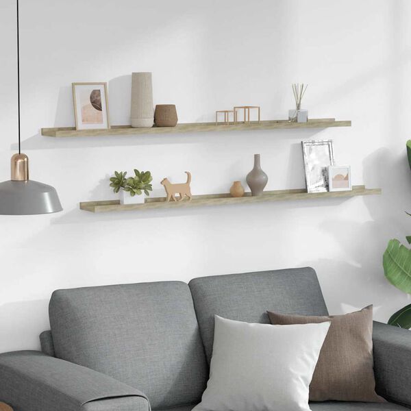 vidaXL Sein&auml;hyllyt 2 kpl Sonoma-tammi 115x9x3 cm