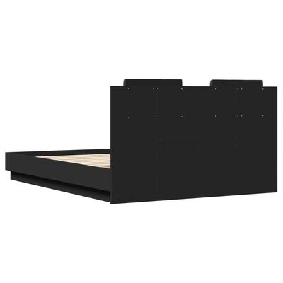 vidaXL Sängynrunko päädyllä ja LED-valoilla musta 120x190 cm