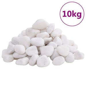 vidaXL Kiillotetut kivet 10 kg valkoinen 2-5 cm