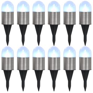 vidaXL Aurinkoenergia maavalaisimet 12 kpl LED valkoinen