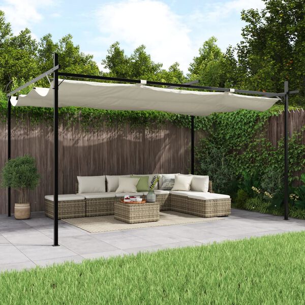 vidaXL Pergola sisäänvedettävä katto kerma 395x292x230 cm