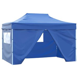 vidaXL Taitettava juhlateltta 4 sivusein&auml;ll&auml; pop-up 3x4,5 m sininen