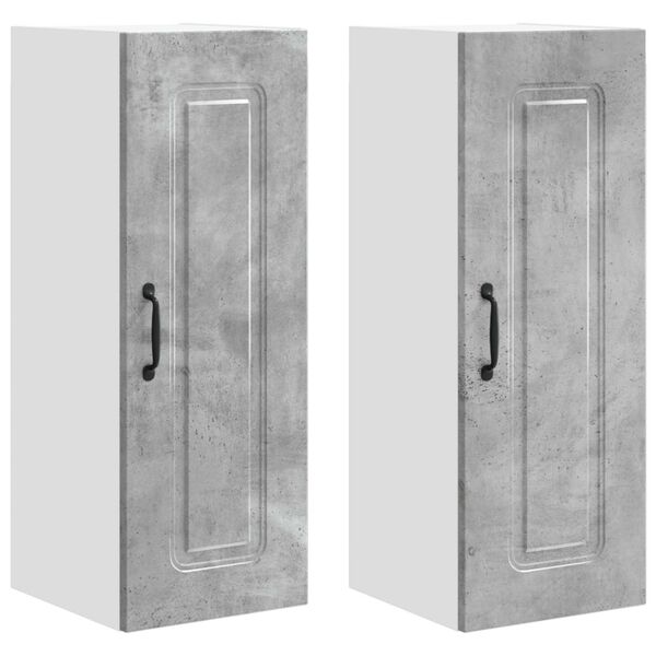 vidaXL Keitti&ouml;kaappi Kalmar 2 pcs Betoni Harmaa 30 x 31 x 80 cm