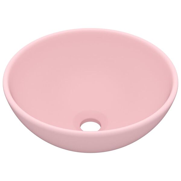 vidaXL Ylellinen pesuallas py&ouml;re&auml; matta pinkki 32,5x14 cm keraami