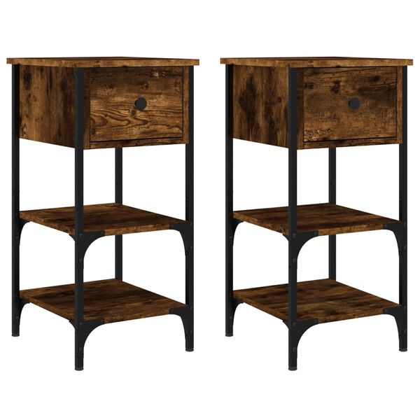 vidaXL Y&ouml;p&ouml;yd&auml;t 2 kpl savutammi 34x36x70 cm tekninen puu