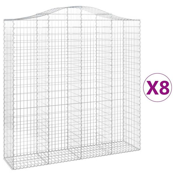 vidaXL Kaarevat kivikorit 8 kpl 200x50x200/220 cm galvanoitu rauta