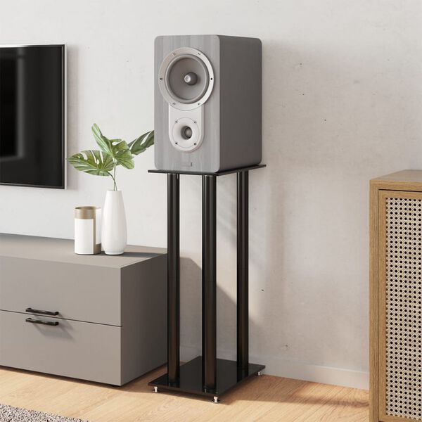 vidaXL Kaiutinjalustat 2 kpl karkaistu lasi 4 pilaria musta