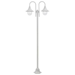 vidaXL Kaksilyhtyinen pylv&auml;svalaisin puutarhaan E27 220 cm valkoinen